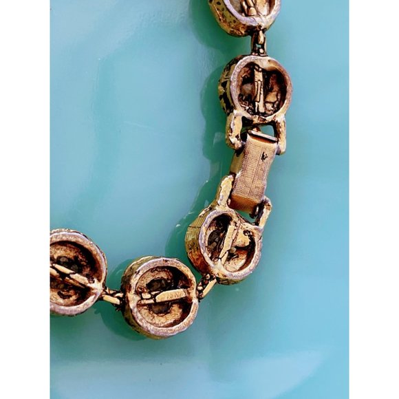 Vintage Green pebble stone Link bracelet Gold tone - Picture 6 of 10